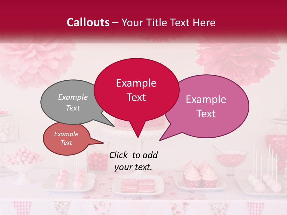 A Table Topped With A Cake Covered In Pink Flowers PowerPoint Template