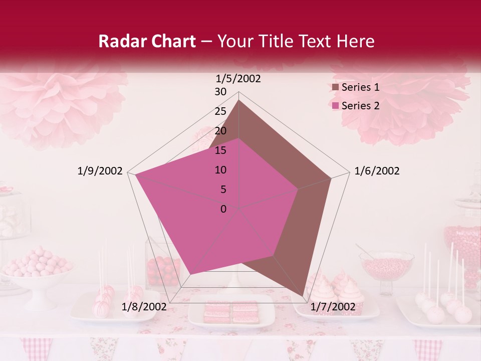 A Table Topped With A Cake Covered In Pink Flowers PowerPoint Template