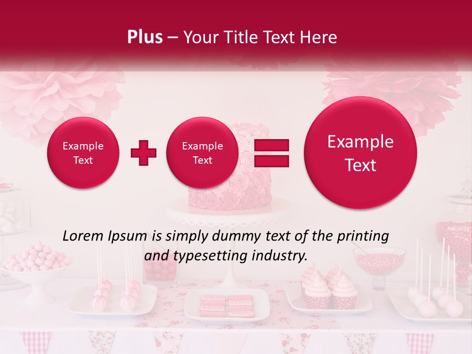 A Table Topped With A Cake Covered In Pink Flowers PowerPoint Template