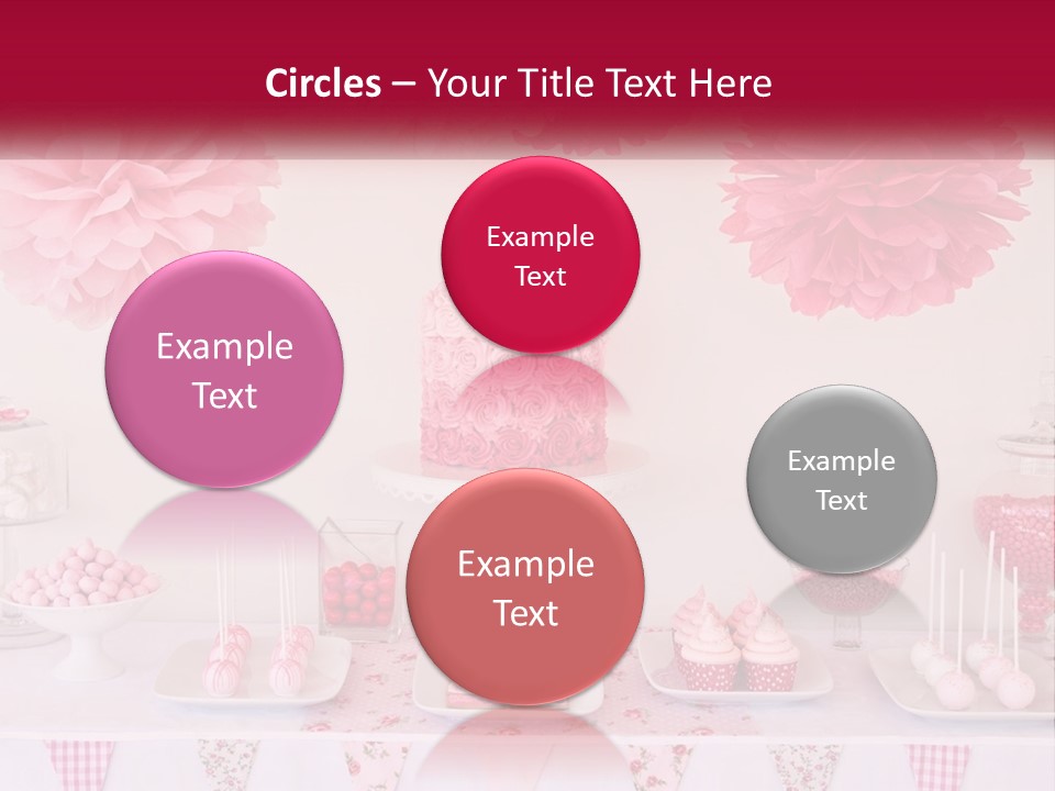 A Table Topped With A Cake Covered In Pink Flowers PowerPoint Template