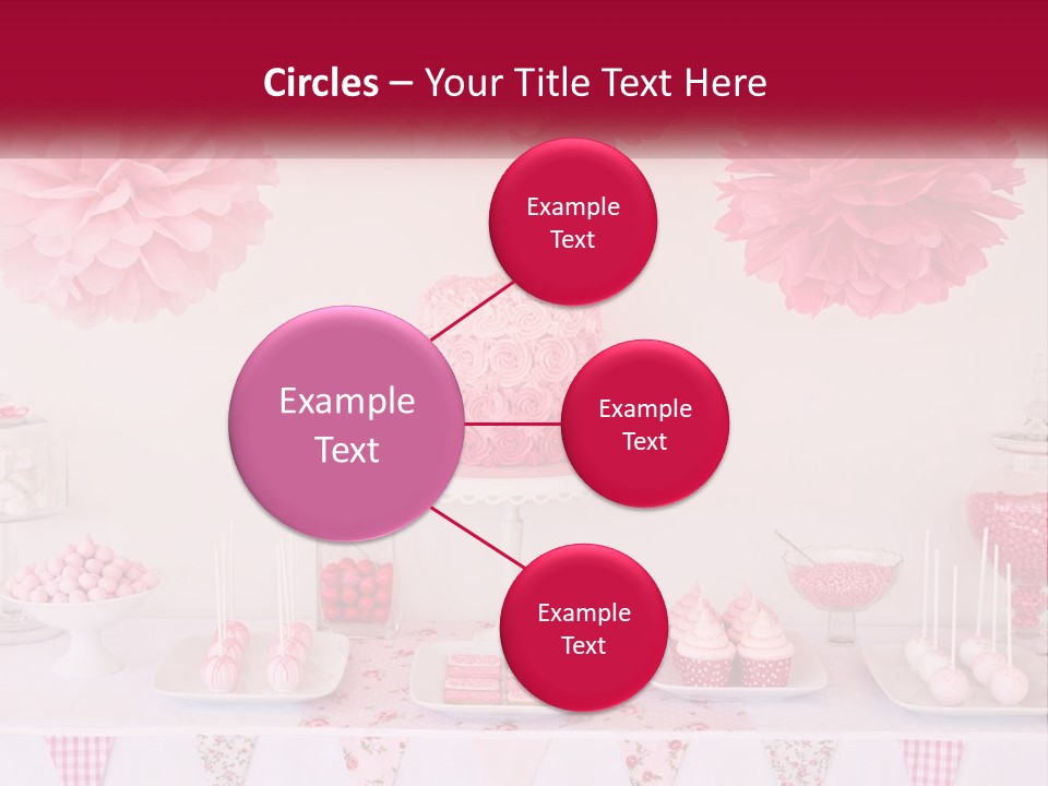 A Table Topped With A Cake Covered In Pink Flowers PowerPoint Template