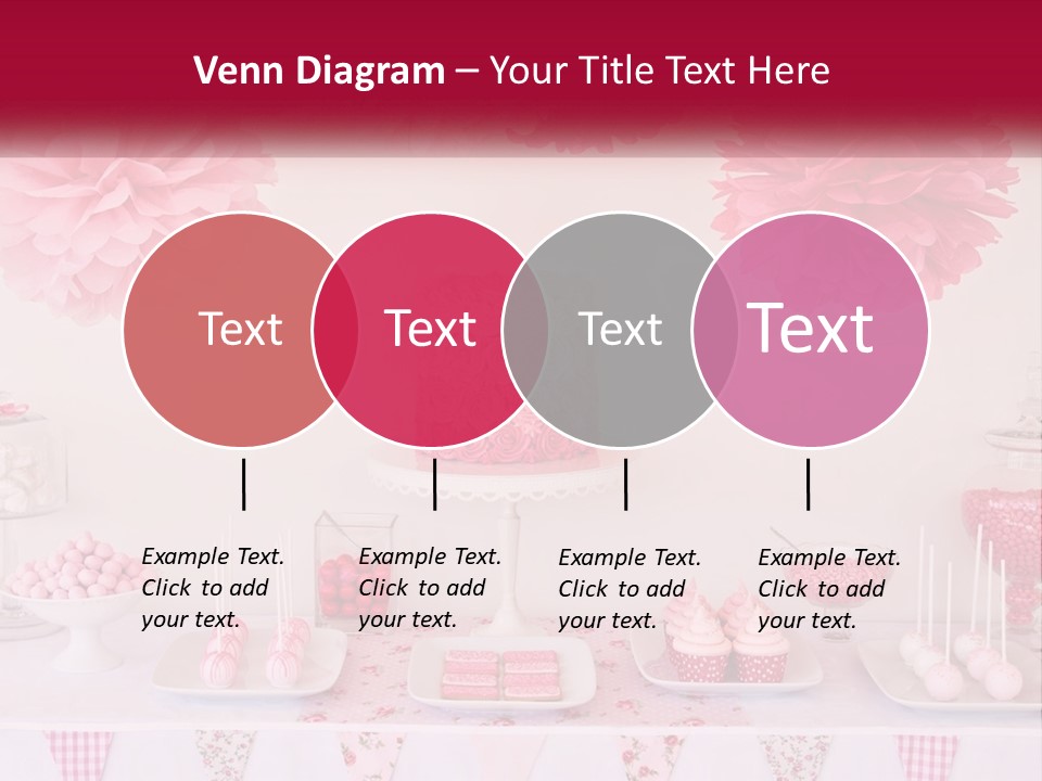 A Table Topped With A Cake Covered In Pink Flowers PowerPoint Template