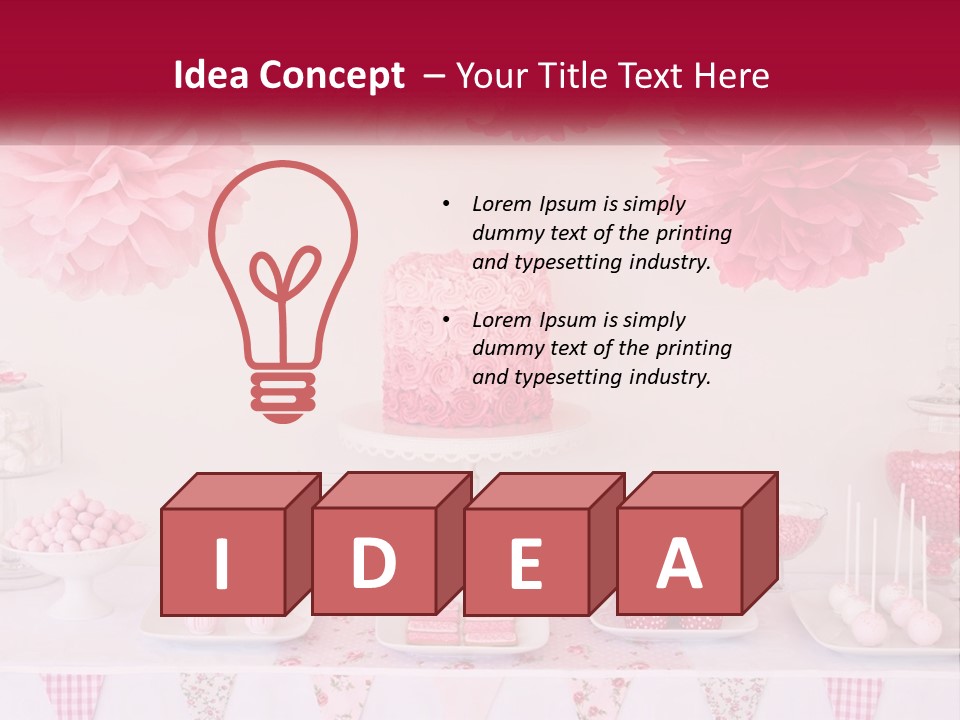 A Table Topped With A Cake Covered In Pink Flowers PowerPoint Template
