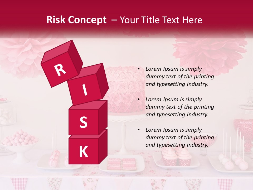 A Table Topped With A Cake Covered In Pink Flowers PowerPoint Template
