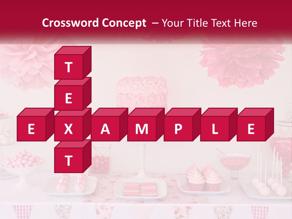 A Table Topped With A Cake Covered In Pink Flowers PowerPoint Template