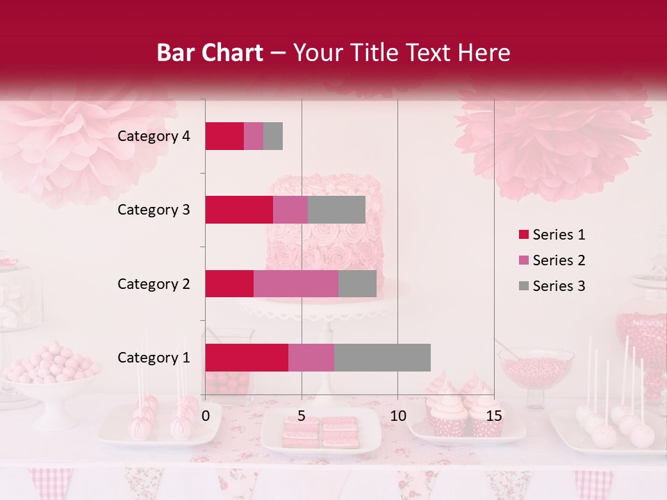A Table Topped With A Cake Covered In Pink Flowers PowerPoint Template