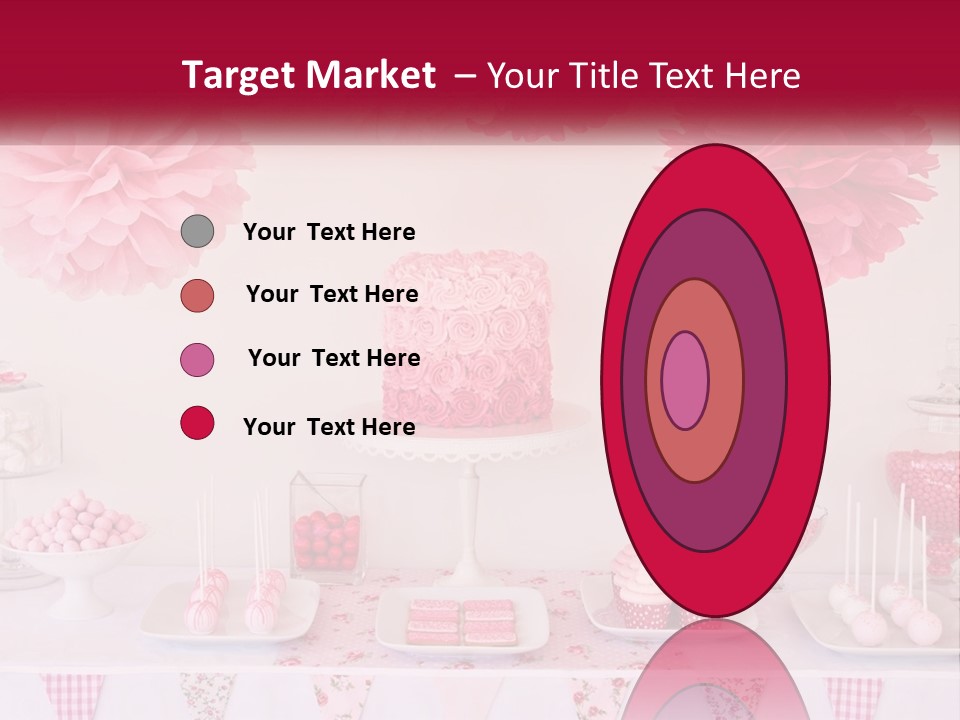 A Table Topped With A Cake Covered In Pink Flowers PowerPoint Template