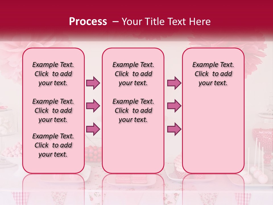 A Table Topped With A Cake Covered In Pink Flowers PowerPoint Template
