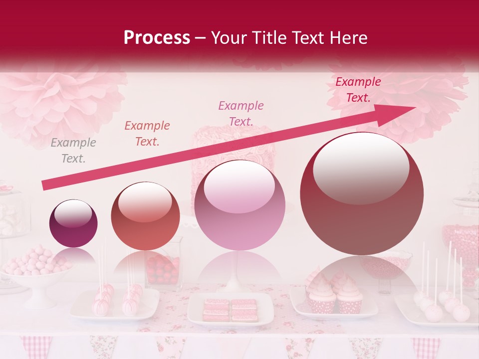 A Table Topped With A Cake Covered In Pink Flowers PowerPoint Template