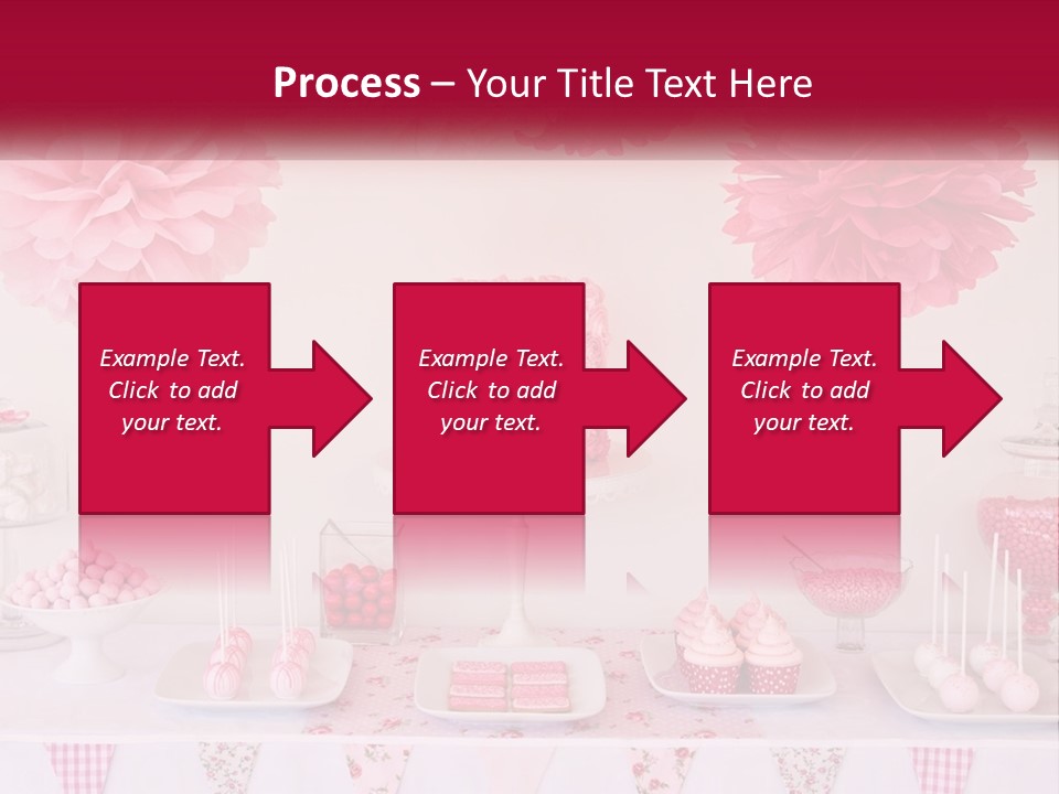 A Table Topped With A Cake Covered In Pink Flowers PowerPoint Template