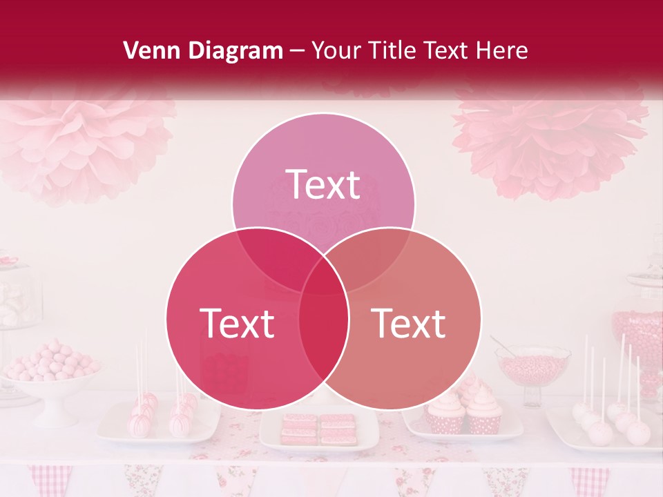 A Table Topped With A Cake Covered In Pink Flowers PowerPoint Template