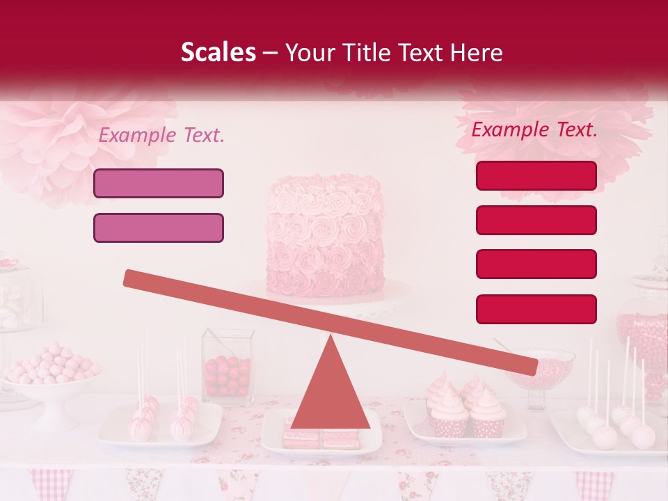A Table Topped With A Cake Covered In Pink Flowers PowerPoint Template