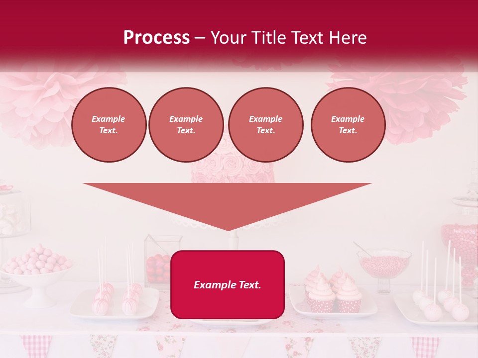 A Table Topped With A Cake Covered In Pink Flowers PowerPoint Template