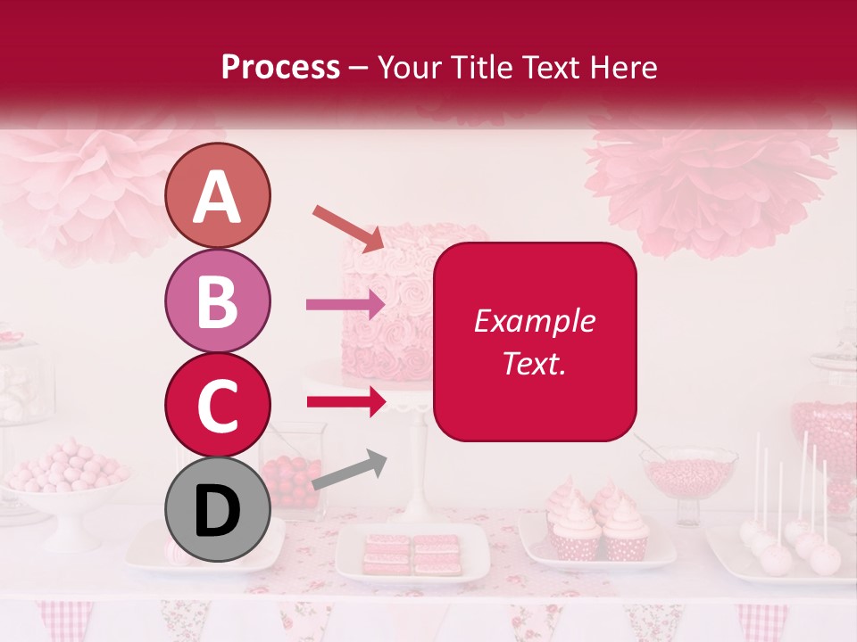 A Table Topped With A Cake Covered In Pink Flowers PowerPoint Template