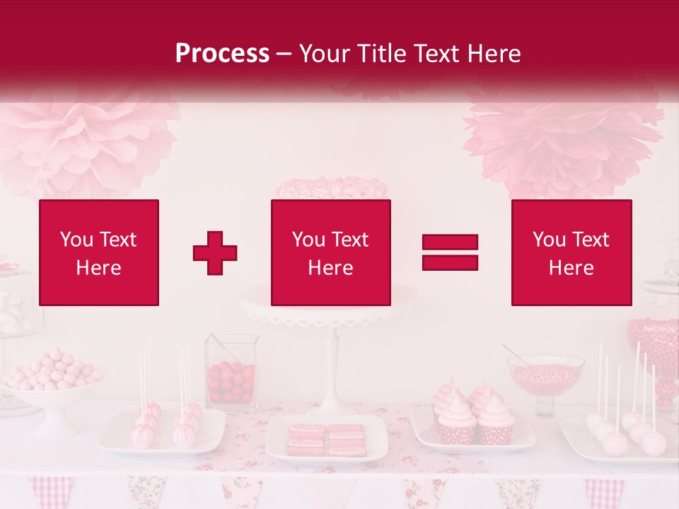 A Table Topped With A Cake Covered In Pink Flowers PowerPoint Template