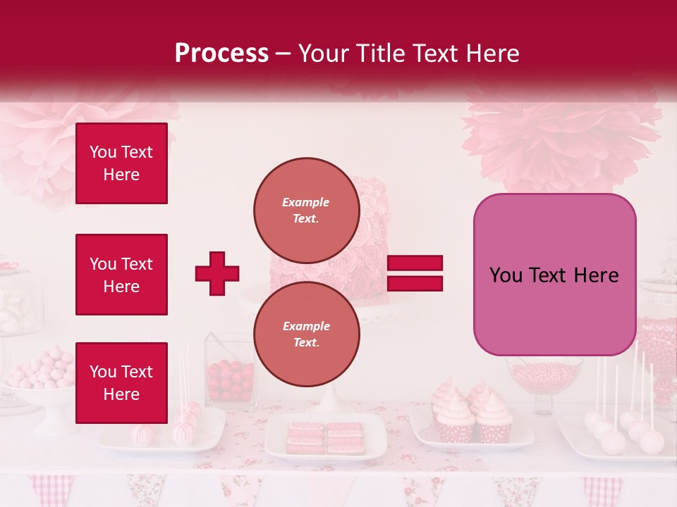 A Table Topped With A Cake Covered In Pink Flowers PowerPoint Template