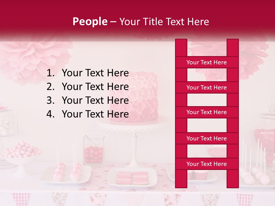 A Table Topped With A Cake Covered In Pink Flowers PowerPoint Template