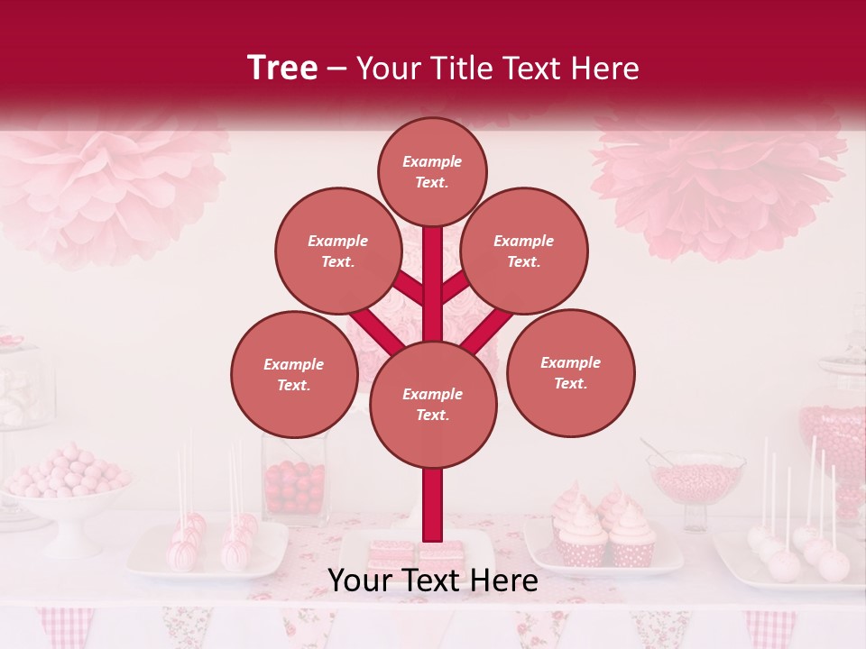A Table Topped With A Cake Covered In Pink Flowers PowerPoint Template