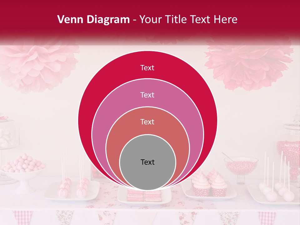 A Table Topped With A Cake Covered In Pink Flowers PowerPoint Template