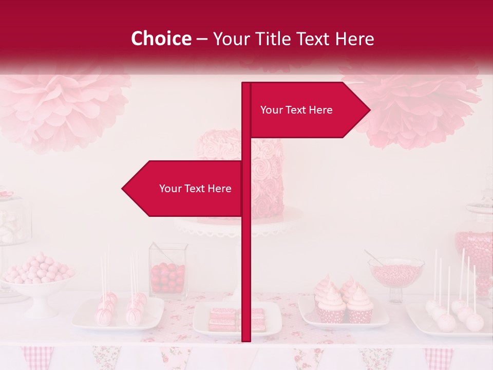 A Table Topped With A Cake Covered In Pink Flowers PowerPoint Template