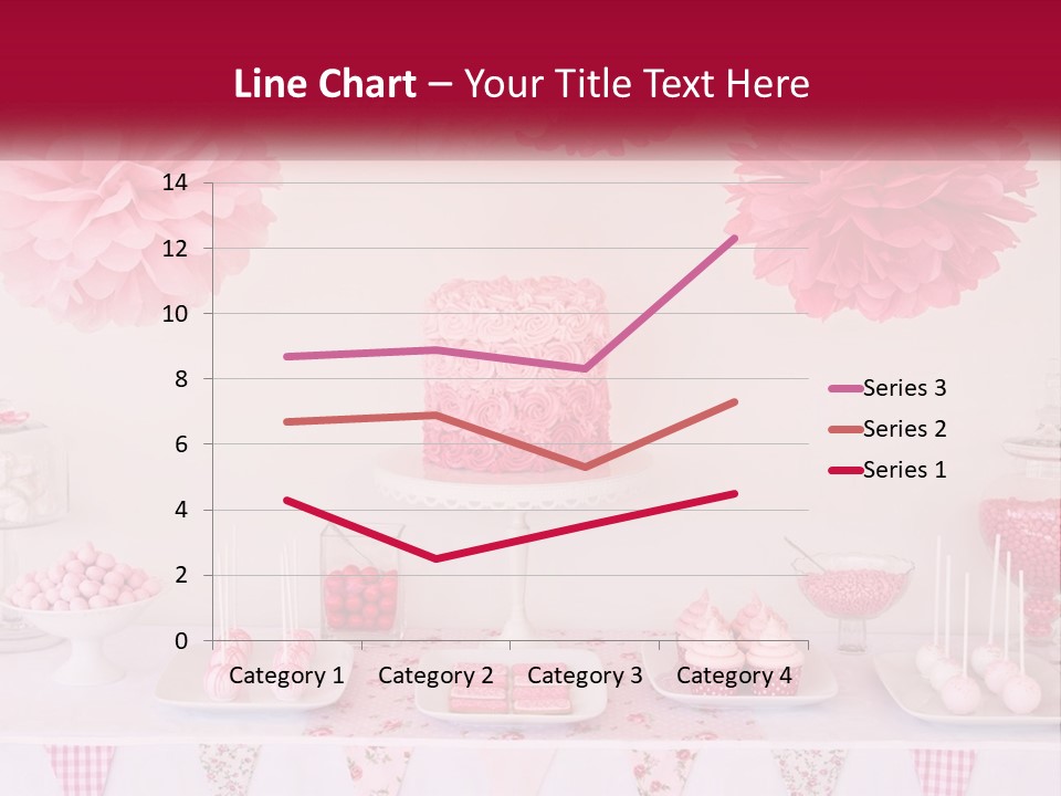 A Table Topped With A Cake Covered In Pink Flowers PowerPoint Template