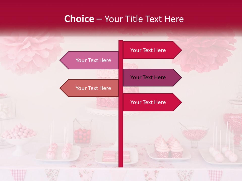 A Table Topped With A Cake Covered In Pink Flowers PowerPoint Template