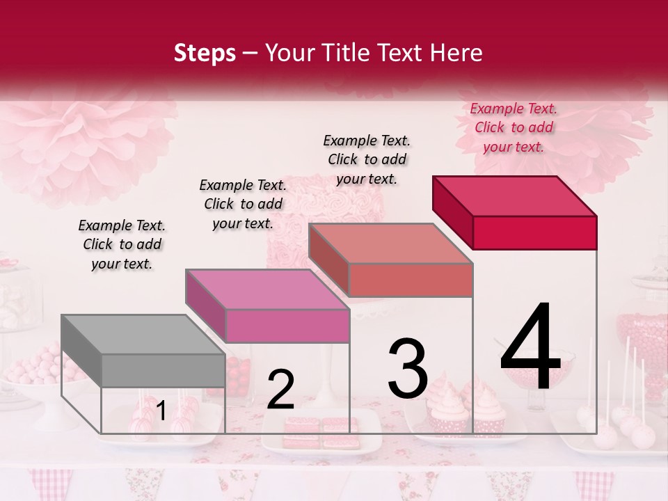 A Table Topped With A Cake Covered In Pink Flowers PowerPoint Template