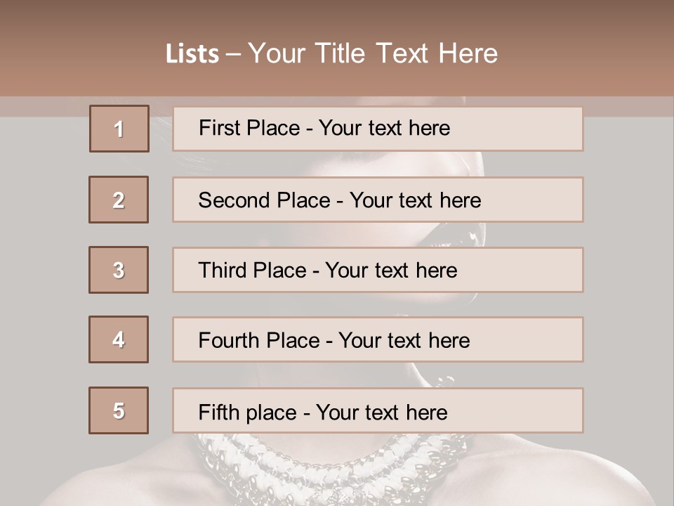 A Woman In A Black Dress With A Necklace On Her Neck PowerPoint Template