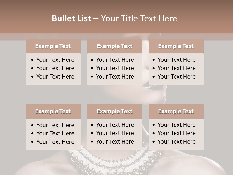 A Woman In A Black Dress With A Necklace On Her Neck PowerPoint Template