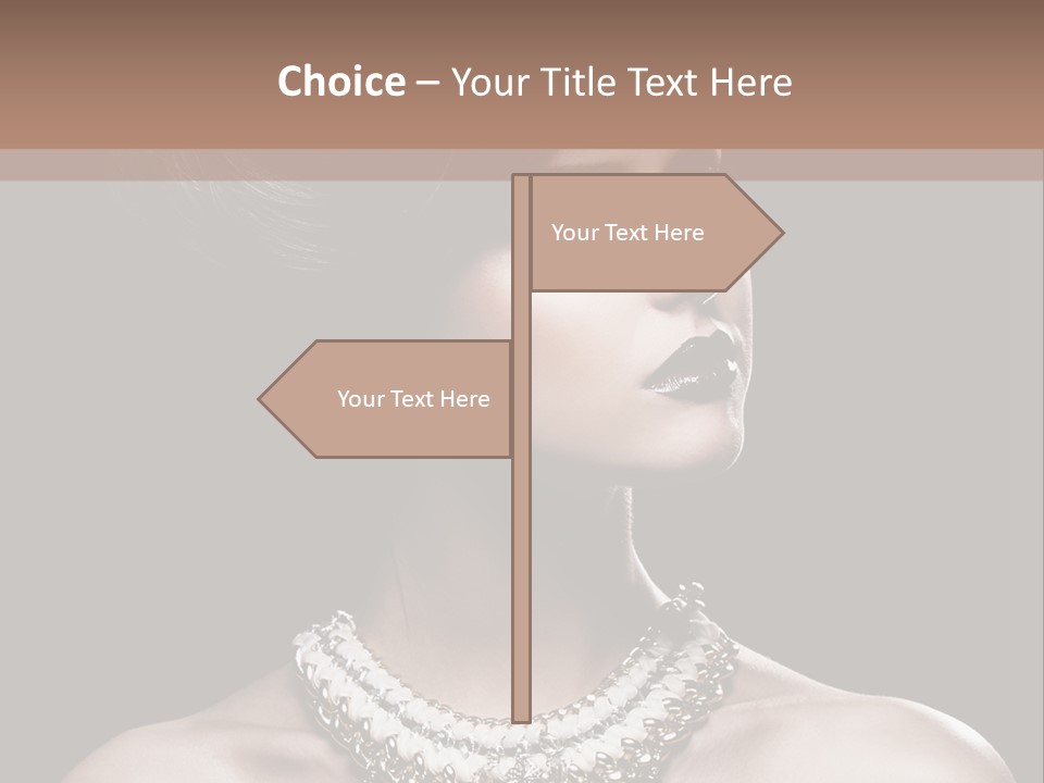 A Woman In A Black Dress With A Necklace On Her Neck PowerPoint Template