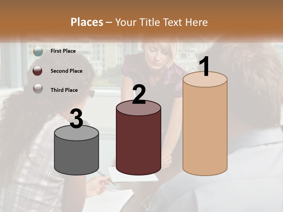 A Woman Sitting At A Table In Front Of A Man PowerPoint Template