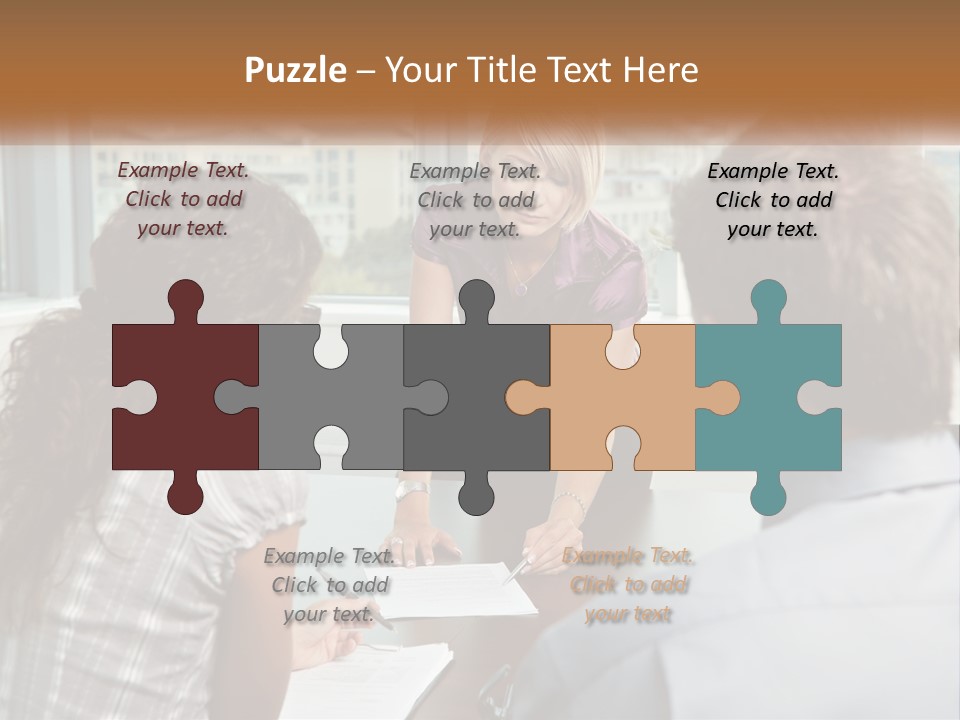 A Woman Sitting At A Table In Front Of A Man PowerPoint Template