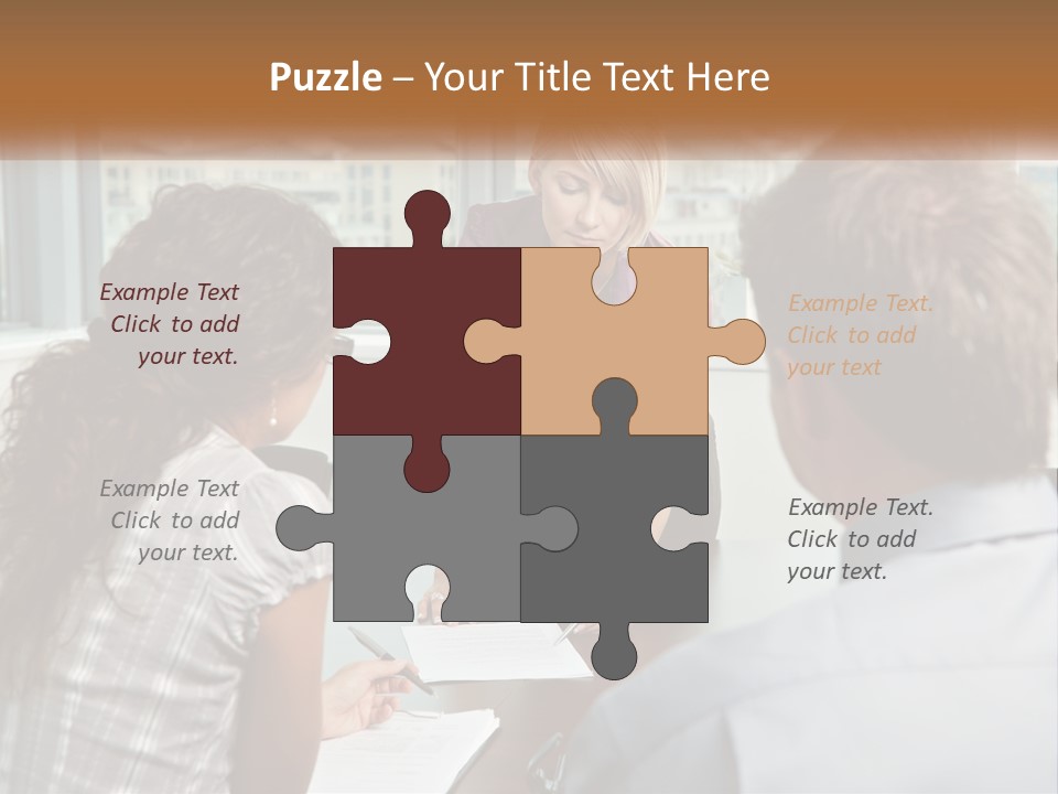 A Woman Sitting At A Table In Front Of A Man PowerPoint Template