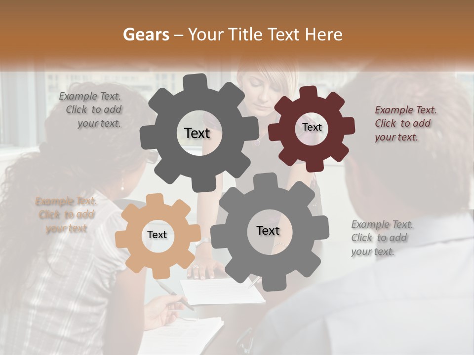 A Woman Sitting At A Table In Front Of A Man PowerPoint Template