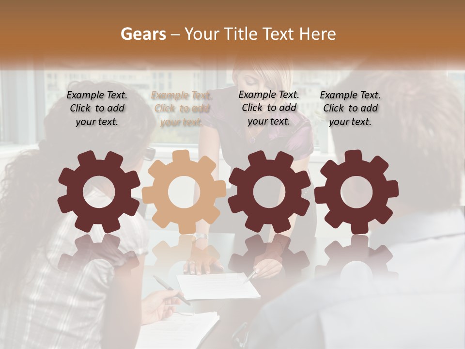 A Woman Sitting At A Table In Front Of A Man PowerPoint Template