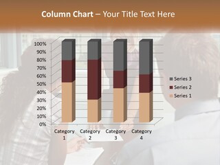 A Woman Sitting At A Table In Front Of A Man PowerPoint Template