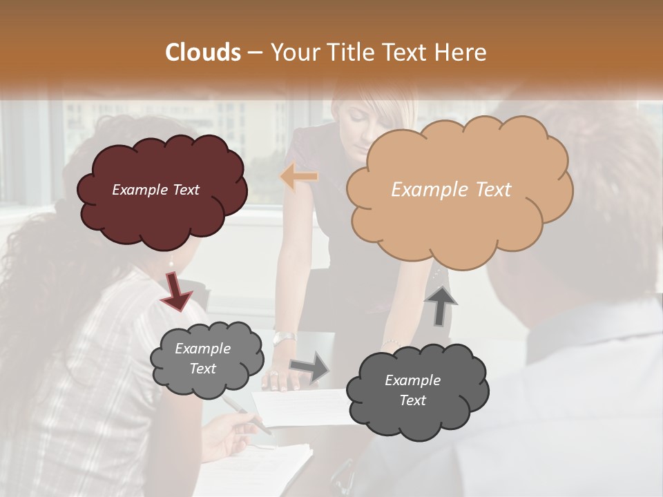 A Woman Sitting At A Table In Front Of A Man PowerPoint Template