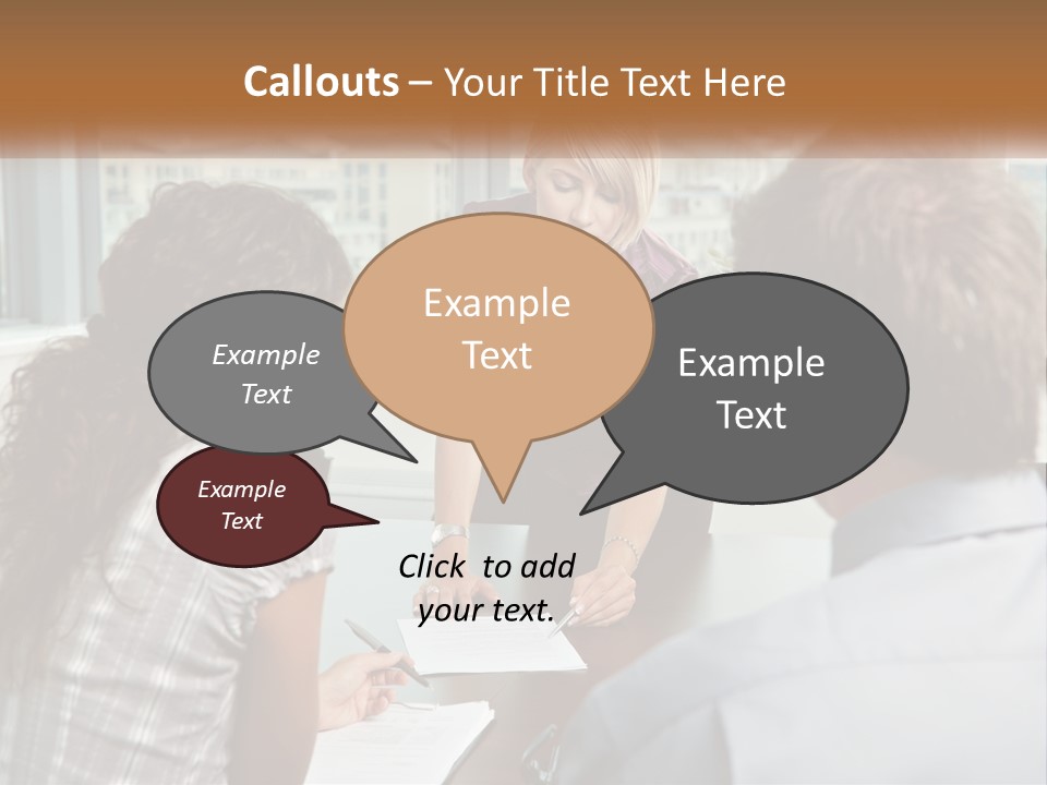 A Woman Sitting At A Table In Front Of A Man PowerPoint Template