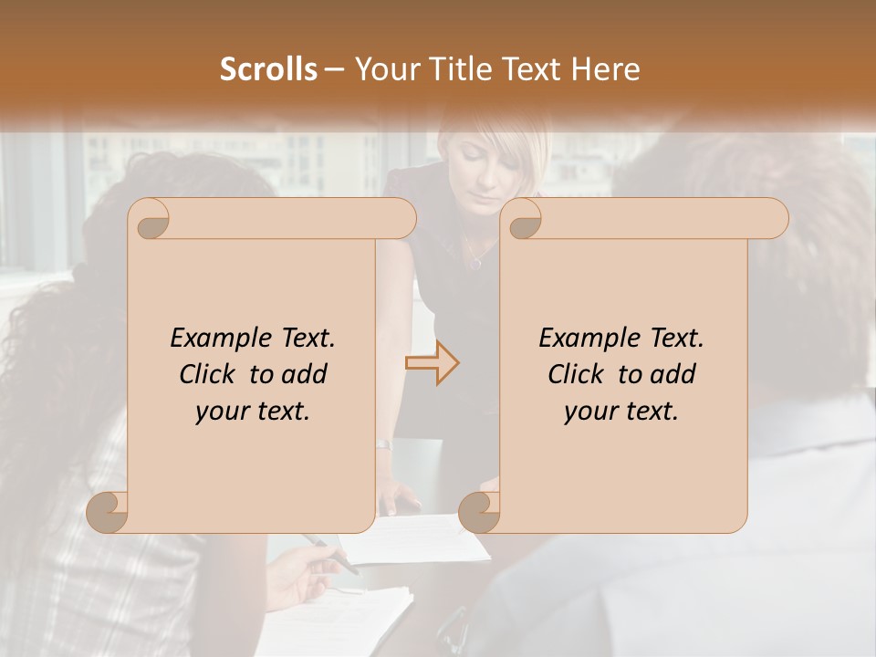 A Woman Sitting At A Table In Front Of A Man PowerPoint Template