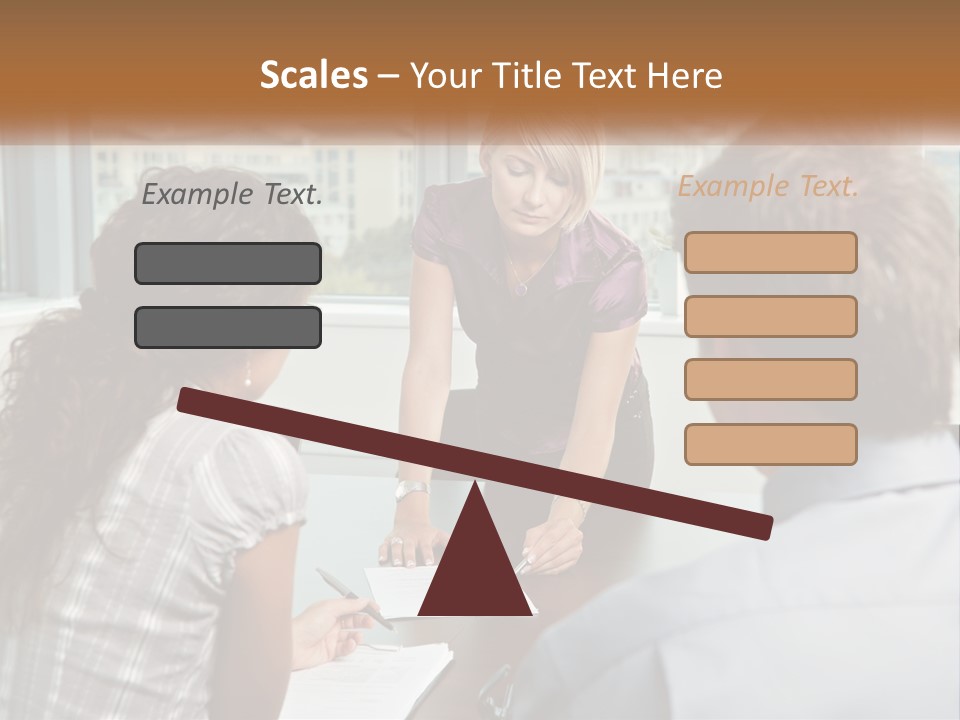 A Woman Sitting At A Table In Front Of A Man PowerPoint Template