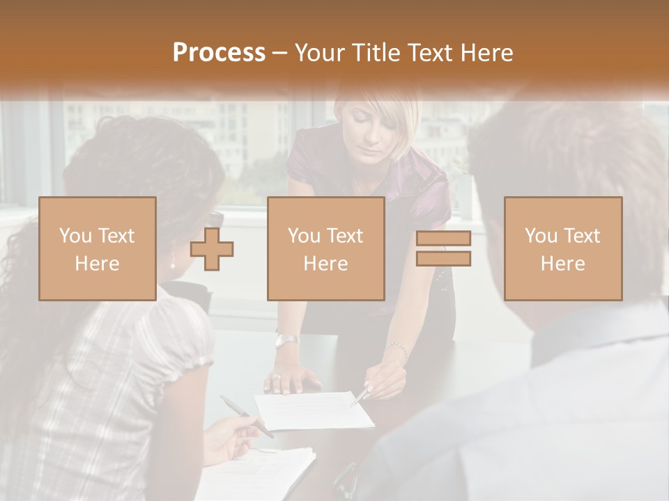 A Woman Sitting At A Table In Front Of A Man PowerPoint Template