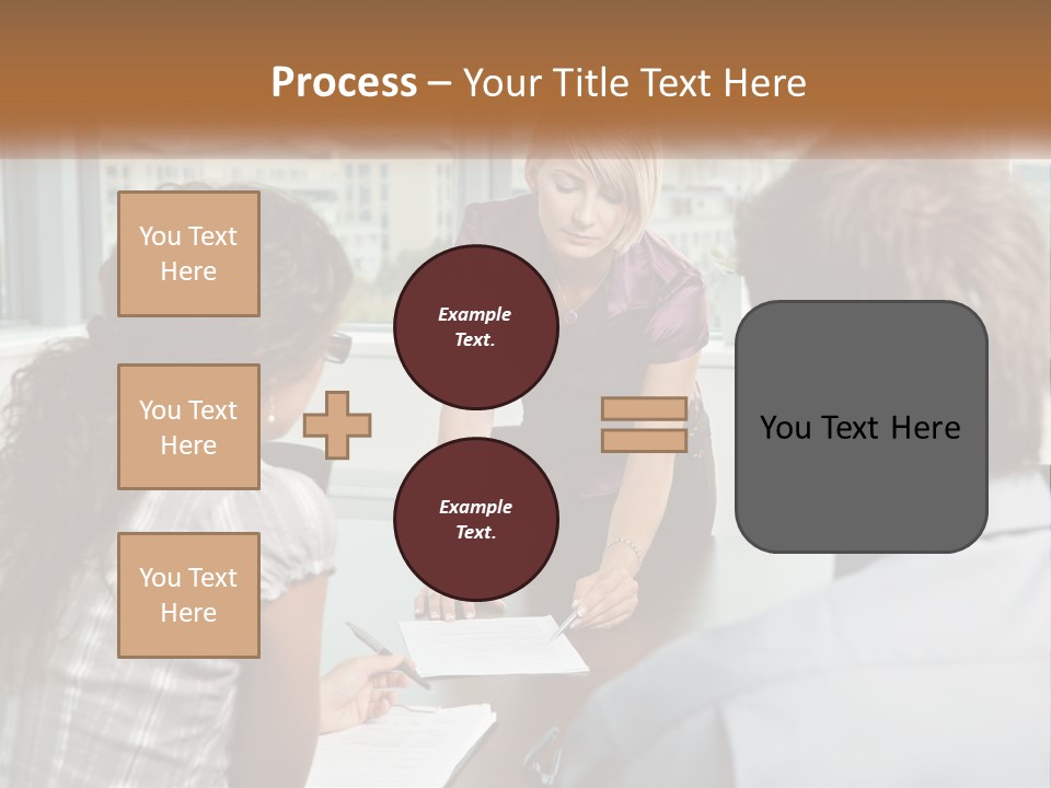 A Woman Sitting At A Table In Front Of A Man PowerPoint Template
