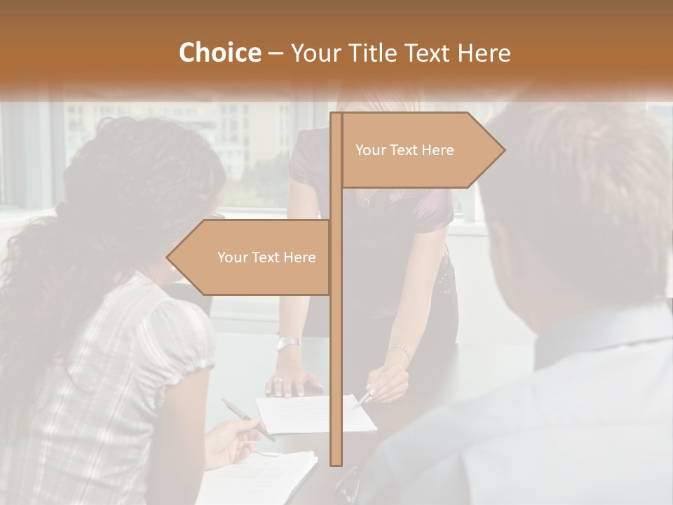 A Woman Sitting At A Table In Front Of A Man PowerPoint Template