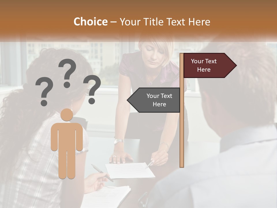 A Woman Sitting At A Table In Front Of A Man PowerPoint Template