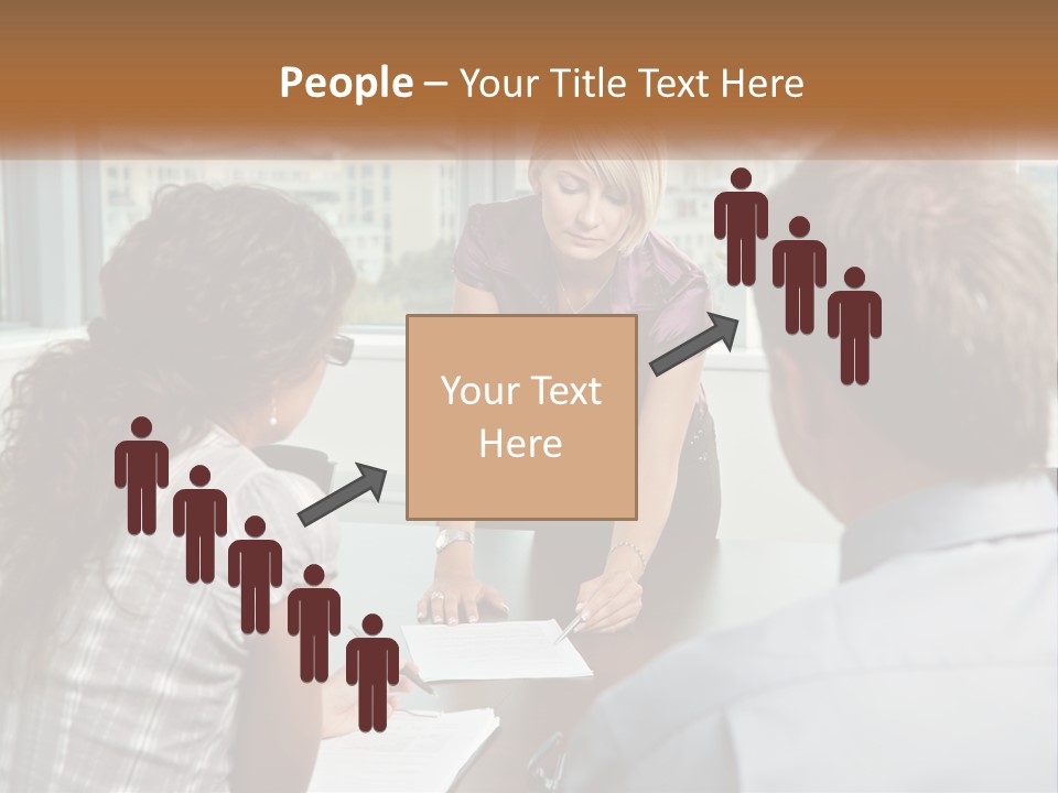 A Woman Sitting At A Table In Front Of A Man PowerPoint Template