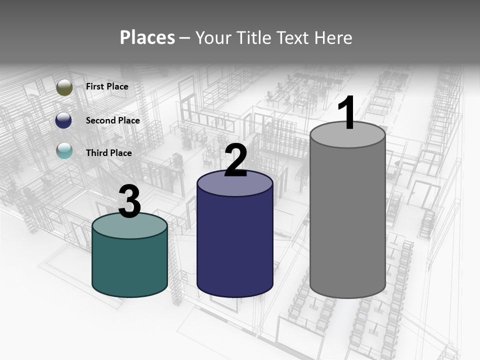 A Large Group Of Tables And Chairs In A Room PowerPoint Template