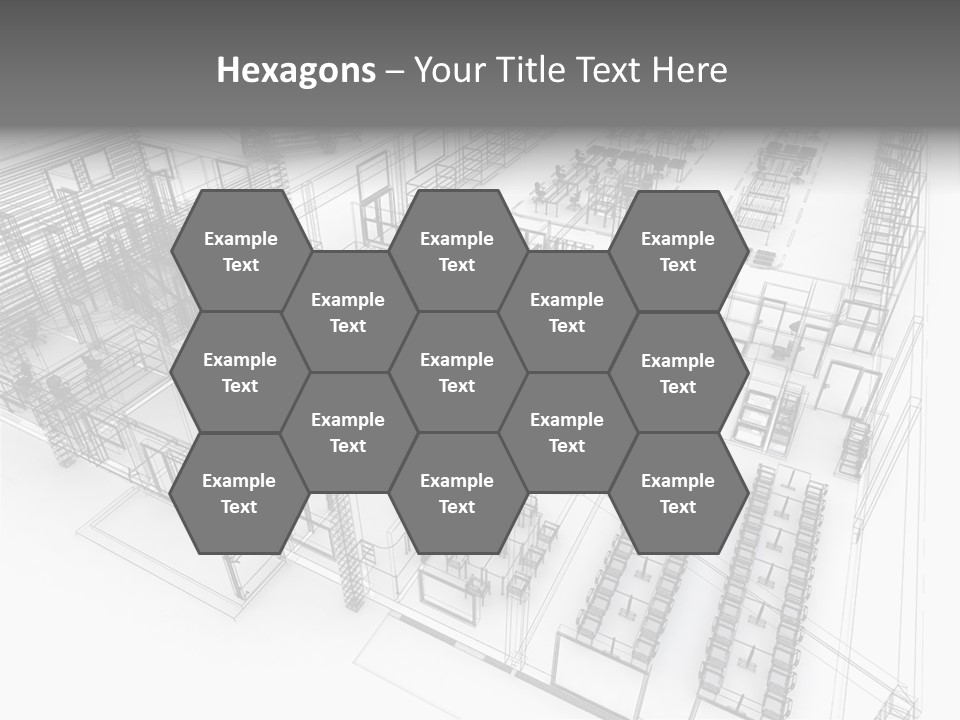 A Large Group Of Tables And Chairs In A Room PowerPoint Template