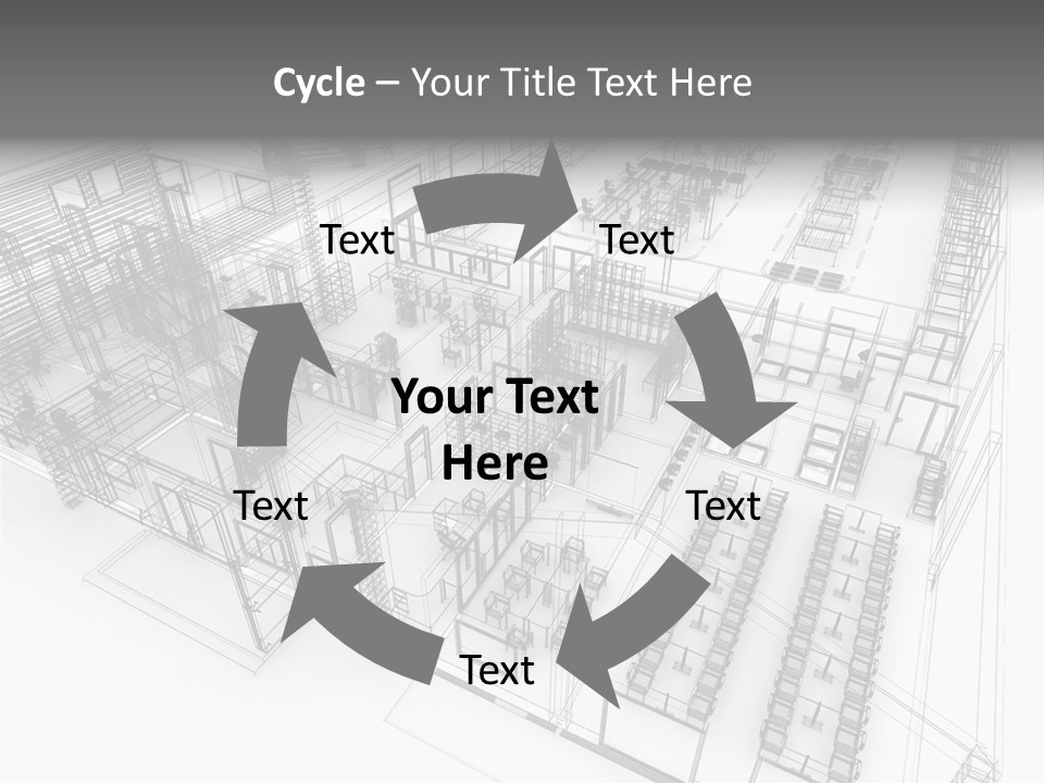 A Large Group Of Tables And Chairs In A Room PowerPoint Template