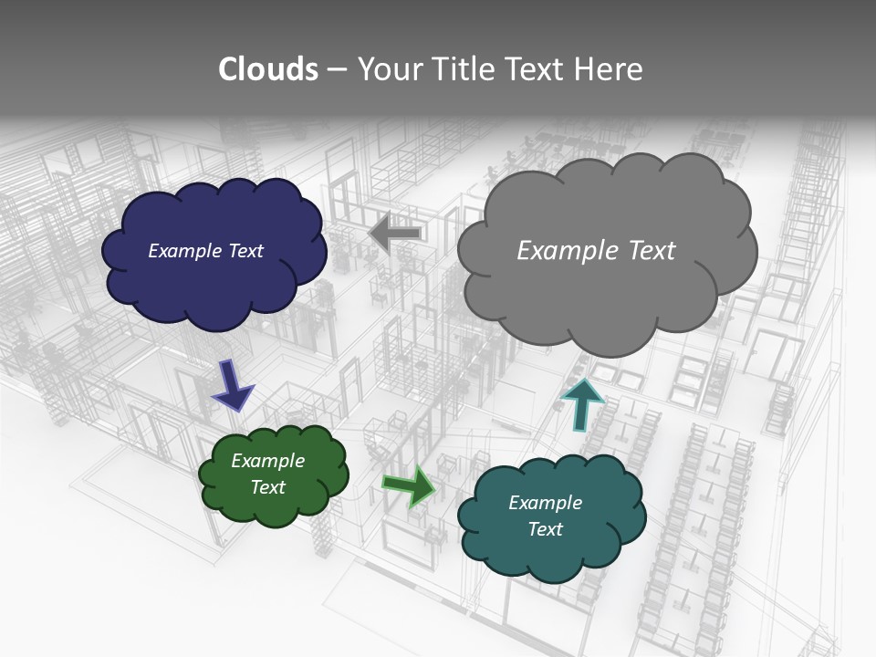 A Large Group Of Tables And Chairs In A Room PowerPoint Template