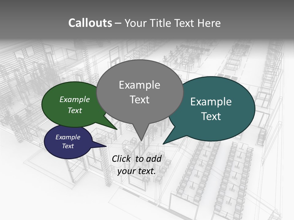 A Large Group Of Tables And Chairs In A Room PowerPoint Template